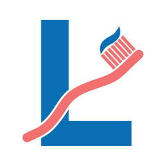 Initial Toothbrush Logo combine with letter L vector template