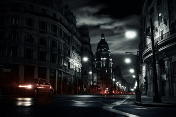 Fototapeta na wymiar Madrid de noche tipo cómic