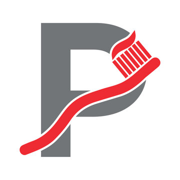 Initial Toothbrush Logo combine with letter P vector template