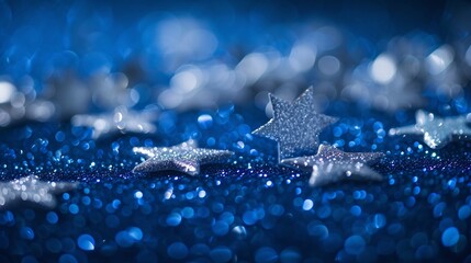 silver stars on a blue background