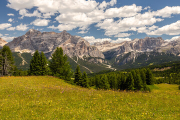 Dolomiti Alps in Alta Badia landscape view