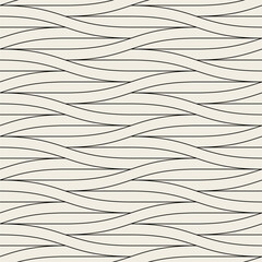 Seamless pattern with geometric waves. Endless stylish texture. Ripple monochrome background. Linear weaved grid. Thin interlaced swatch.