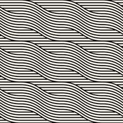 Vector seamless pattern with geometric waves. Endless stylish texture. Ripple monochrome background.