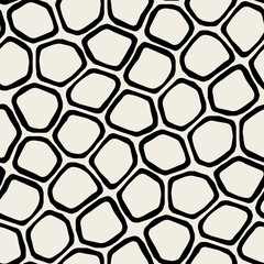 Vector seamless pattern. Monochrome organic shapes. Stylish structure of natural spots. Hand-drawn abstract background. Can be used as a swatch. Spotty monochrome print.