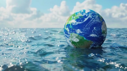Fototapeta premium Earth Sphere and Blue Water: Emphasizing the Significance of Conservation Efforts