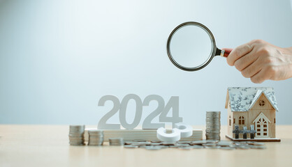 Target Goal challenge concept. Start 2024 plan Money saving, Retirement fund, Pension, Investment...