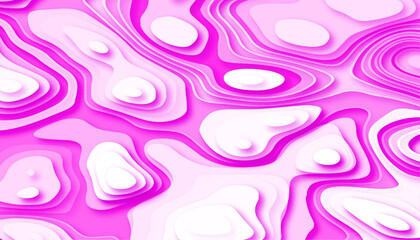 Paper cut topography background. 3d topographic relief map.  Abstract vector illustration