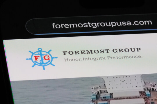Shanghai,China-Feb.17th 2024: Foremost Group company brand logo on website. American shipping company