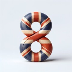 8 digit United Kingdom letters shape 3D wooden Lettering Typeface. AI generated illustration
