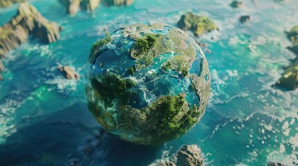 Obraz na płótnie Canvas Earth in Ball Form and Blue Water: Reinforcing the Importance of Environmental Stewardship