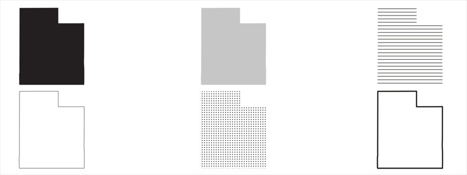 Utah State Map Black. Utah map silhouette isolated on transparent background. Vector Illustration. Variants.