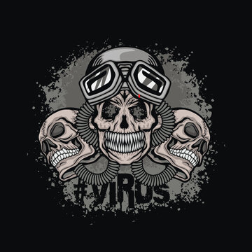 post-apocalypse sign with skull and gas mask, grunge vintage design t shirts

