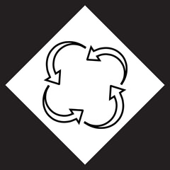 Repeat icon vector. Recycle logo design. Rotation vector icon illustration in rhombus isolated on black background