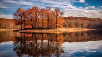 Fototapeta na wymiar Reflections Trees in a Lake