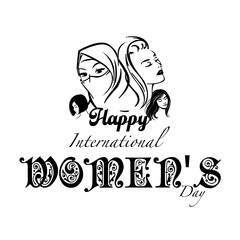 Happy International Womens Day, illustration designed with women faces, for folio greeting cards, logo, stickers and all prints . Not Generative AI, it's my artwork.