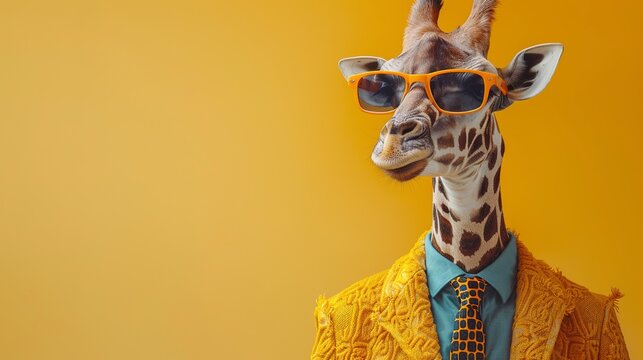 Stylish Giraffe in Sunglasses and Sweater Fashion