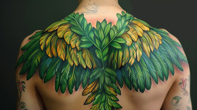 
corpo perfeito com ASAS DE FOLHAS