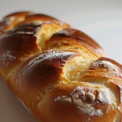 a bread loaf is close up on a white surface, in the style of colorized, booru, , high resolution, rounded, bone, jewish culture