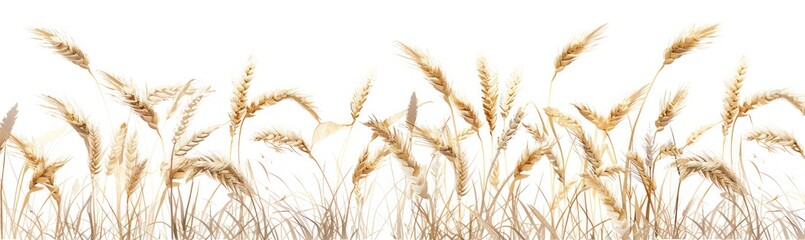 a close up of wheat field on a white background