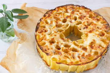 Baked Rigatoni recipe, cheesy Rigatoni pie, Parmesan Rigatoni pie