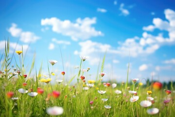 colorful background field with spring flowers