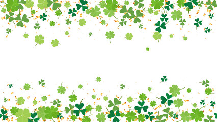 Banner or frame for Saint Patrick s Day with green clover and gold confetti celebration holiday
