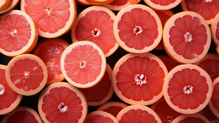 a group of cut grapefruits