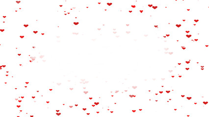 Romantic concept frame material (transparent background) with red hearts spread around. PNG with alpha channel. Valentine's Day greeting card concept. mother's day commemorative design