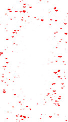 Romantic concept frame material (transparent background) with red hearts spread around. vertical....