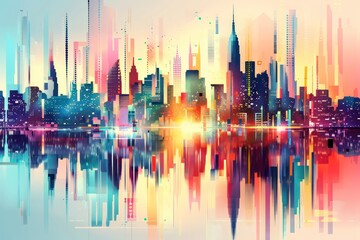 abstract modern colorful city skyline abstract background