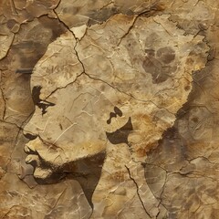 african illustration on a brown background, in the style of global illumination, marble, use of earth tones