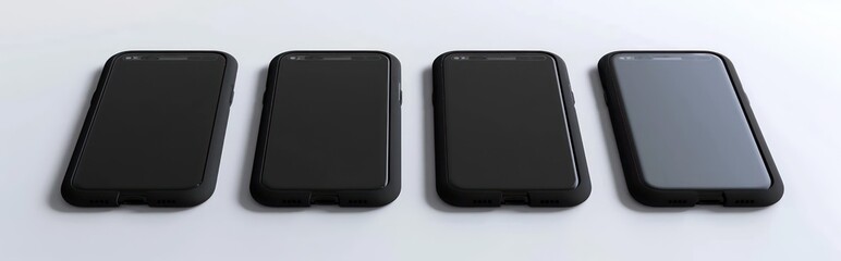  black smartphones that look a bit ugly, in the style of photorealistic compositions, white background