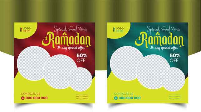 Super delicious Ramadan special food social media banner promotional post or discount offer post design template instragram & facebook post template