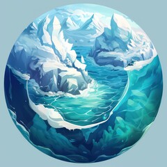 land of arctic on the earth, in the style of imaginative illustration, rounded