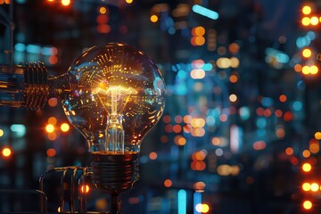 light bulb on abstract technology futuristic modern design concept