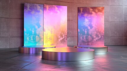 Iridescent Podium A podium that changes color based on the viewers angle suitable for dynamic and modern presentations