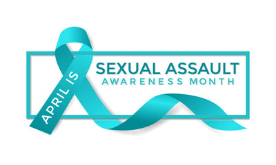 Sexual assault awareness month concept. Banner with teal ribbon Vector illustration . Poster, flyer and Banner, background design. - obrazy, fototapety, plakaty
