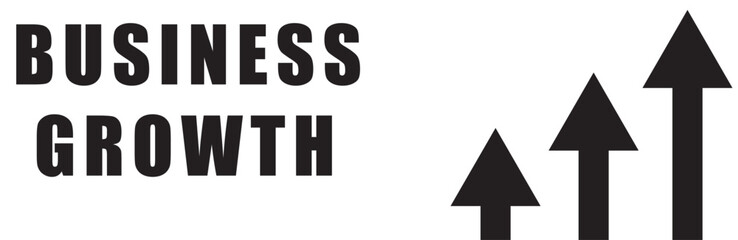 business financial growth success concept design. arrows of business sale growth. Modern growth design wordmark. business growth, black text on white background,