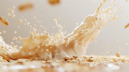 a milk splashing out of oats