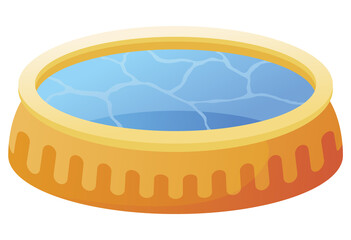 Swimming inflatable pool for children. Isometric home pool icon. Web design isolated on white background. illustration