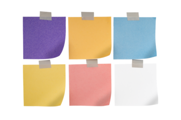 Set of colored notepaper sheets