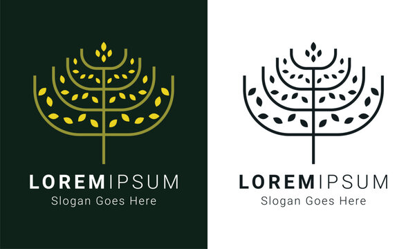 Geometric Tree Logo Design Garden Harvest Tree Logotype