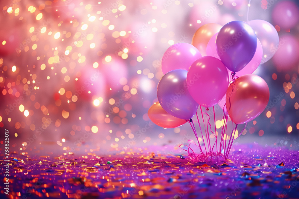 Poster a slide background showcasing a party. celebration spirit. balloons. background image. created with 