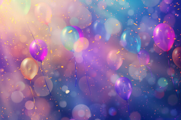 A slide background showcasing a party. Celebration spirit. Balloons. Background image. Created with Generative AI technology