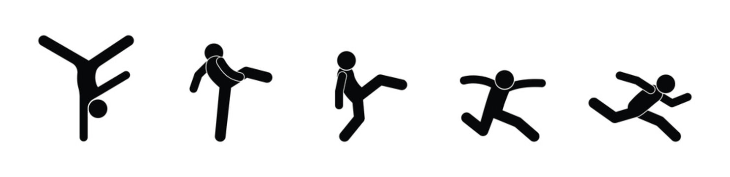 man running, stick figure icon people, running away pose