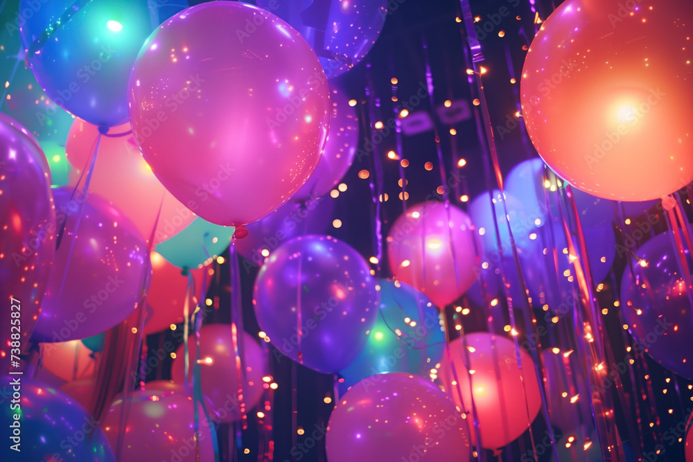 Poster a slide background showcasing a party. celebration spirit. balloons. background image. created with 