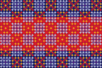illustration pattern of the crass color on red and blue background.