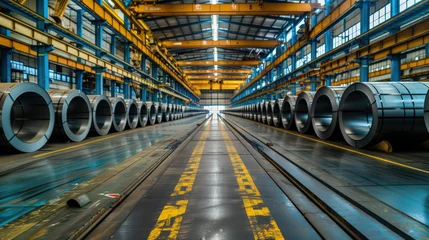 Foto op Canvas rows of steel coils in a warehouse © EmmaStock