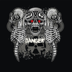 post-apocalypse sign with skull and gas mask, grunge vintage design t shirts
