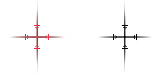 Gun Sight Crosshairs Bullseye Isolated Vector. crosshair and sight symbol. Sniper rifle aim icon. aiming to bullseye signs symbol. target destination icon. Focus cursor bull eye mark - obrazy, fototapety, plakaty